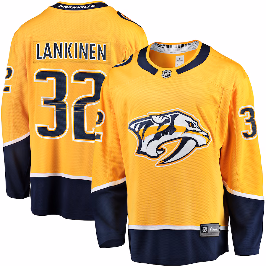 Men's Nashville Predators Kevin Lankinen Fanatics Gold Home Breakaway Player Jersey - Jersey