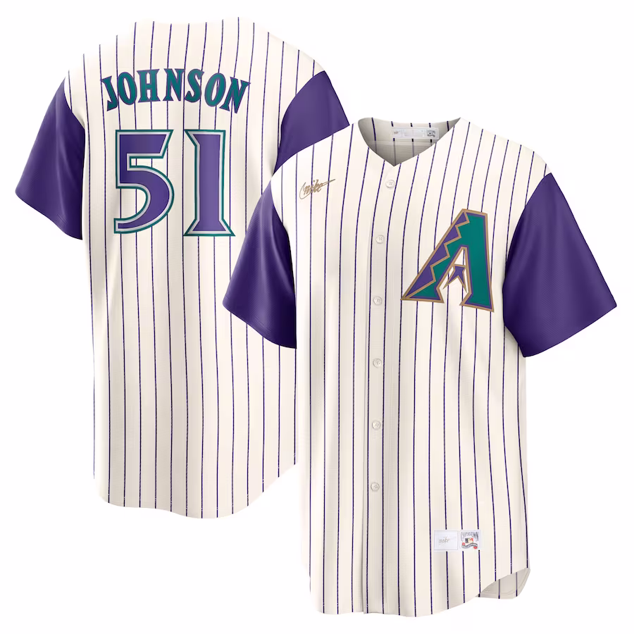 Men's Arizona Diamondbacks Randy Johnson Nike Cream/Purple Alternate Cooperstown Collection Player Jersey - Jersey