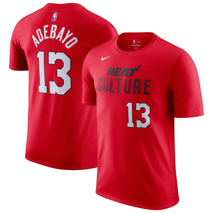 Men's Miami Heat Bam Adebayo Nike Red 2024/25 City Edition Name & Number T-Shirt - Jersey