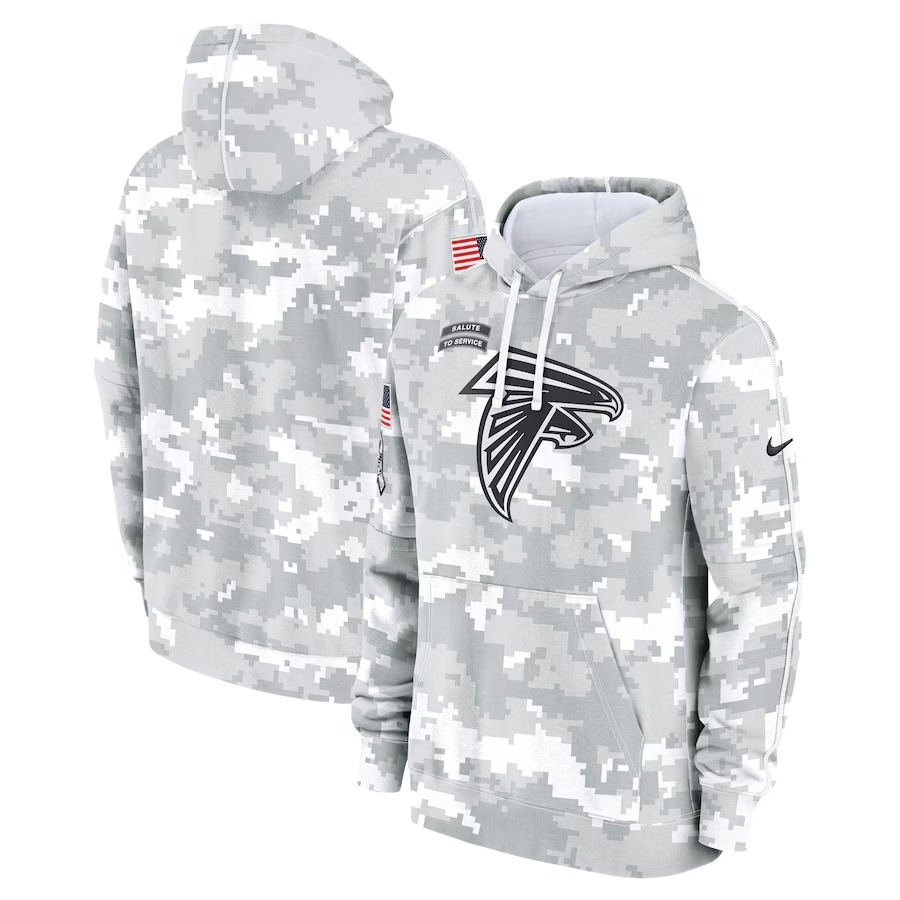 Men's Atlanta Falcons Nike Arctic Camo 2024 Salute to Service Club Fleece Pullover Hoodie - Jersey
