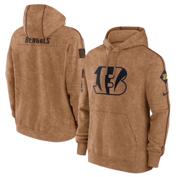Men's Cincinnati Bengals 2023 Brown Salute to Service Pullover Hoodie - Jersey