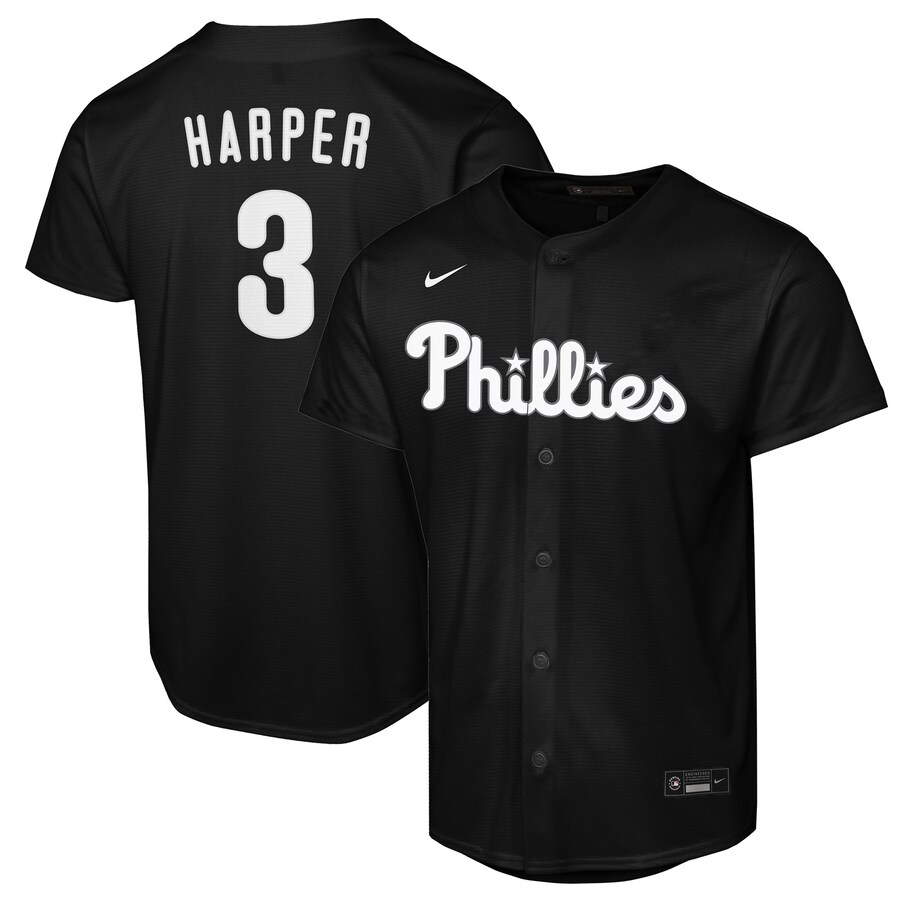 Youth Philadelphia Phillies Bryce Harper Nike Black Lights Out Replica Player Jersey - Jersey
