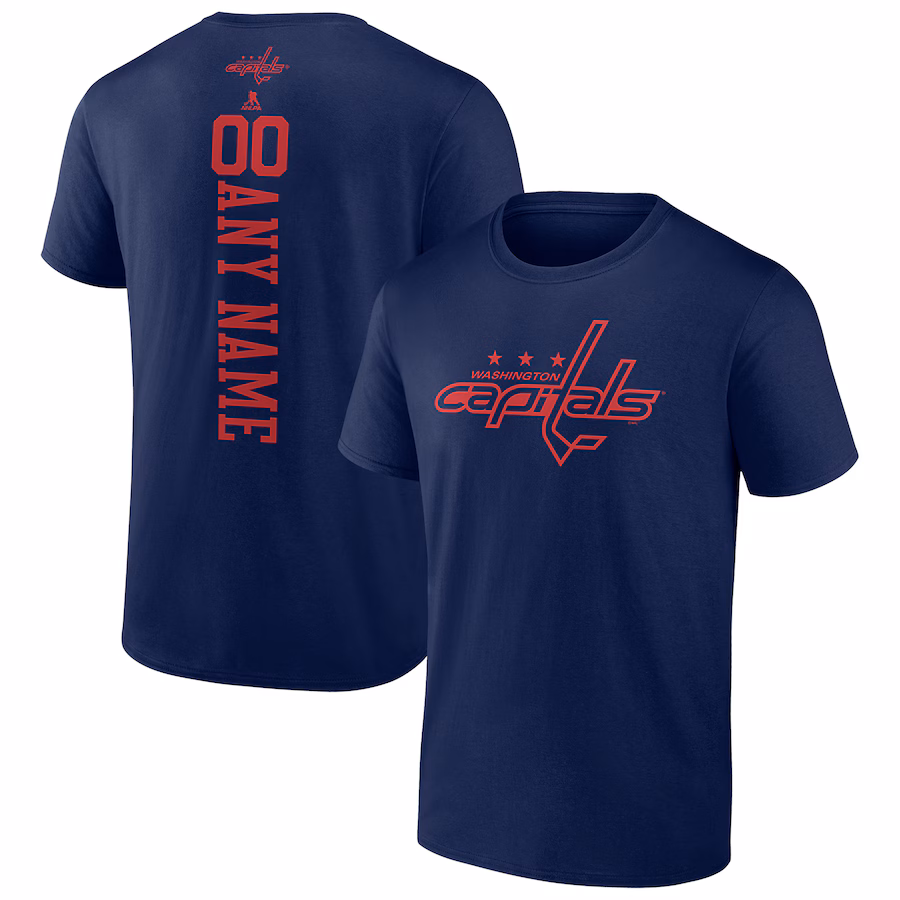 Men's Washington Capitals Navy Personalized One Color T-Shirt - Jersey