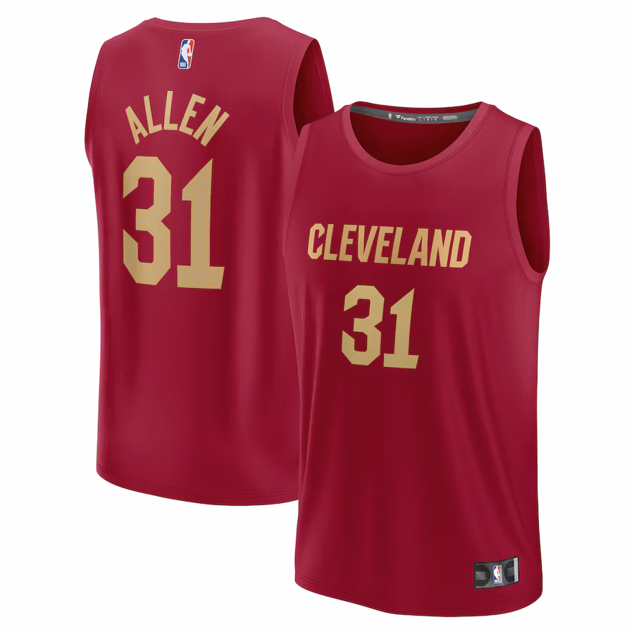 Men's Cleveland Cavaliers Jarrett Allen Fanatics Wine Fast Break Replica Jersey - Icon Edition - Jersey