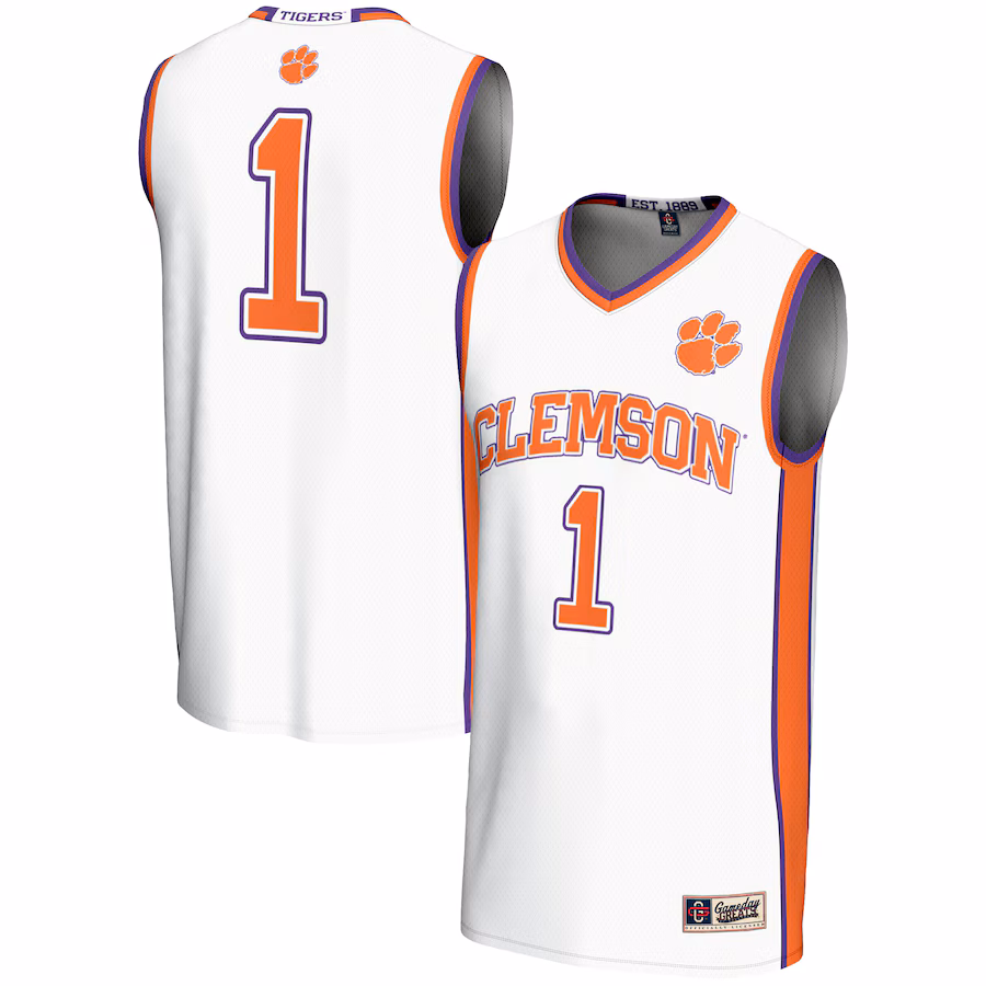 Men's GameDay Greats #1  White Clemson Tigers  Lightweight Basketball Jersey - Jersey