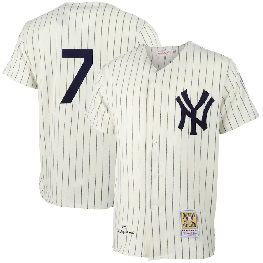 Men's New York Yankees Mickey Mantle Mitchell & Ness Cream 1951 Cooperstown Collection Authentic Jersey - Jersey