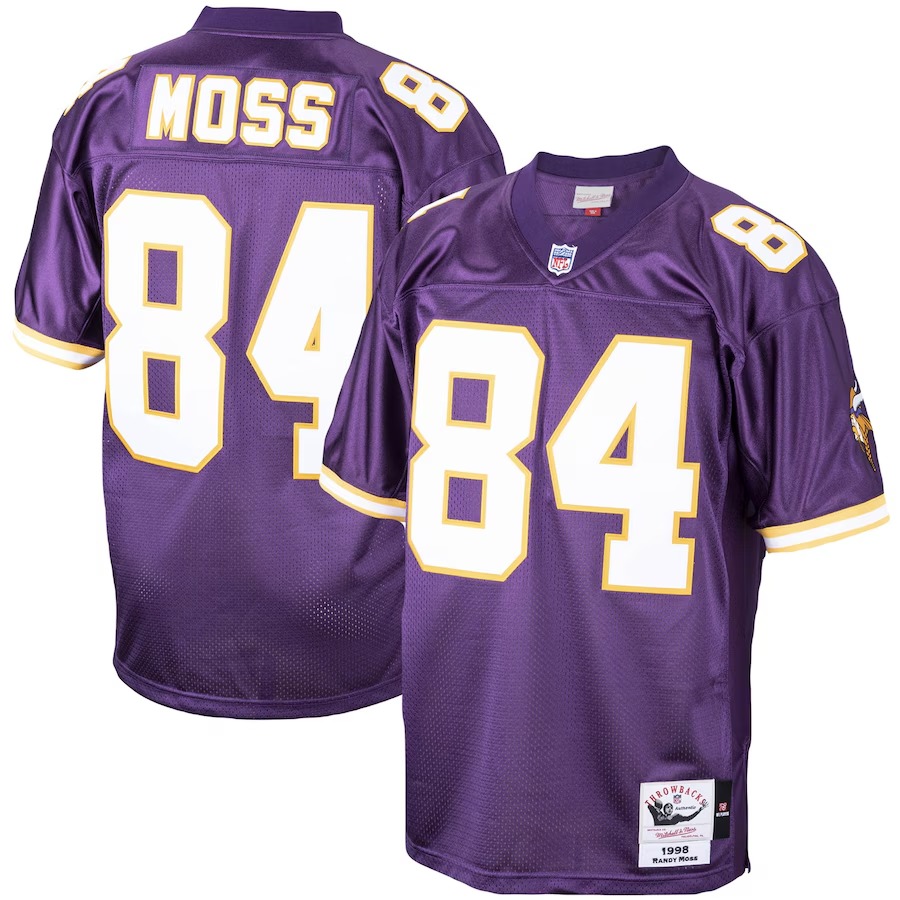 Men's Minnesota Vikings 1998 Randy Moss Mitchell & Ness Purple Authentic Throwback Retired Player Jersey - Jersey