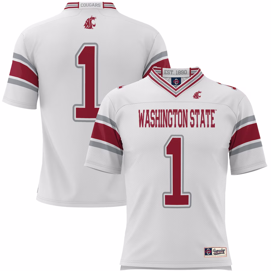 #1 Washington State Cougars GameDay Greats Youth Endzone Football Jersey - White - Jersey