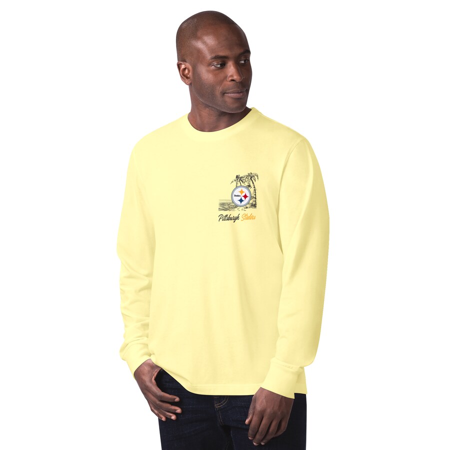 Men's Pittsburgh Steelers Margaritaville Yellow It's Five O'Clock Somewhere Long Sleeve T-Shirt - Jersey