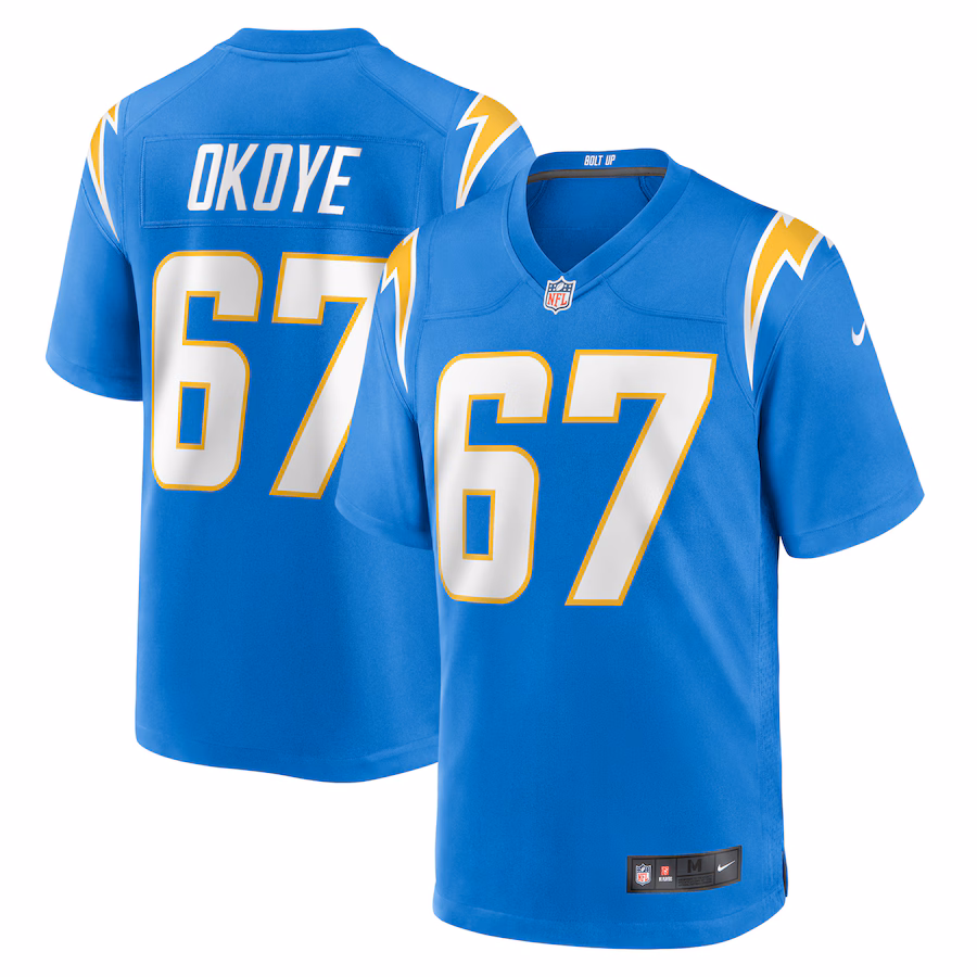Men's Los Angeles Chargers CJ Okoye Nike  Powder Blue Team Game Jersey - Jersey
