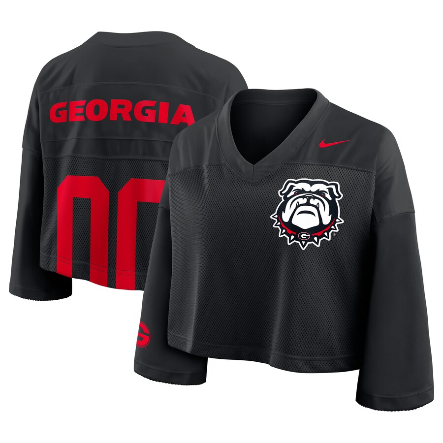 Women's Nike Black Georgia Bulldogs Cropped Mesh Fashion Jersey - Jersey