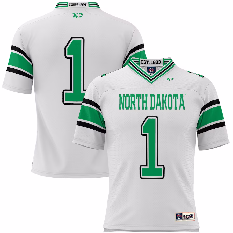 #1 North Dakota GameDay Greats Youth Endzone Football Jersey - White - Jersey