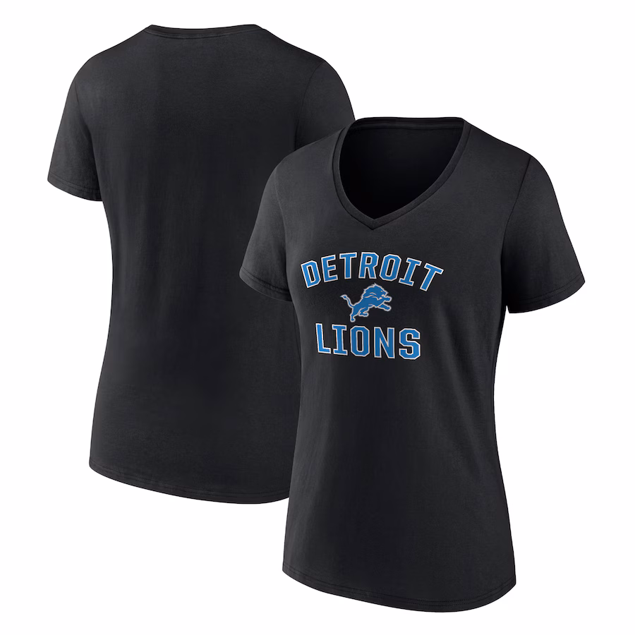 Women's Detroit Lions  Black Victory Arch V-Neck T-Shirt - Jersey