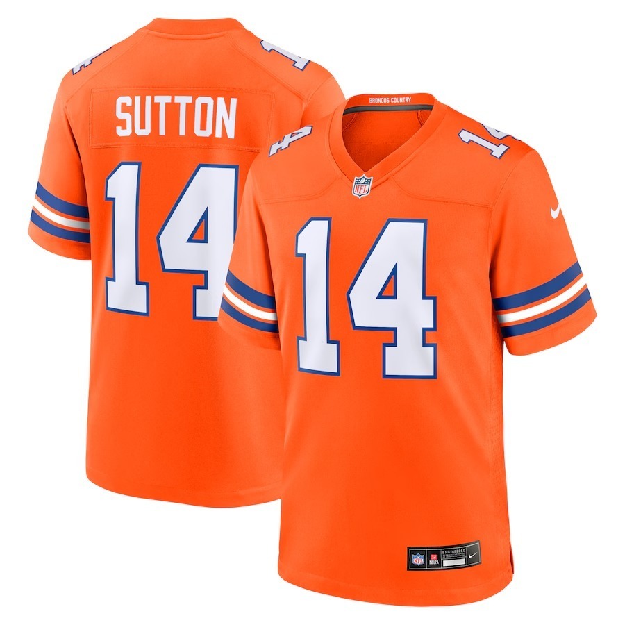 Men's Denver Broncos Courtland Sutton Nike Orange Mile High Collection 1977 Throwback Player Game Jersey - Jersey