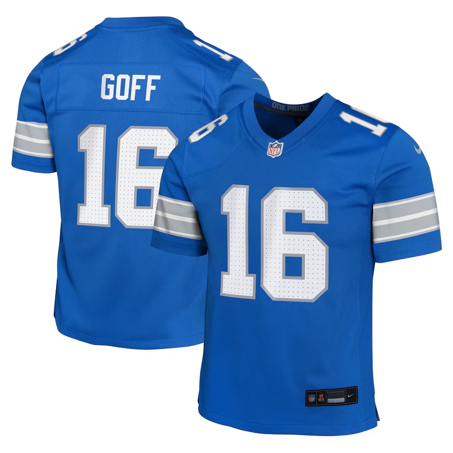 Youth Detroit Lions Jared Goff Nike Blue Team Player Game Jersey - Jersey