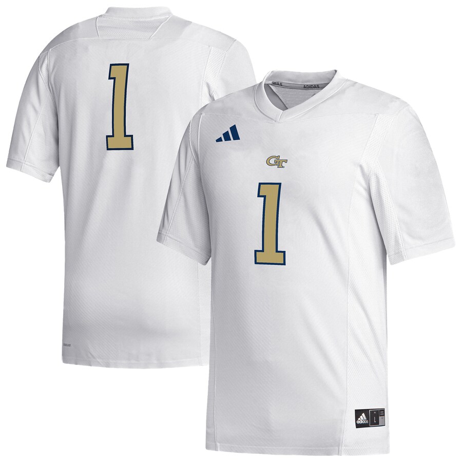 Men's adidas #1 White Georgia Tech Yellow Jackets Replica Football Jersey - Jersey