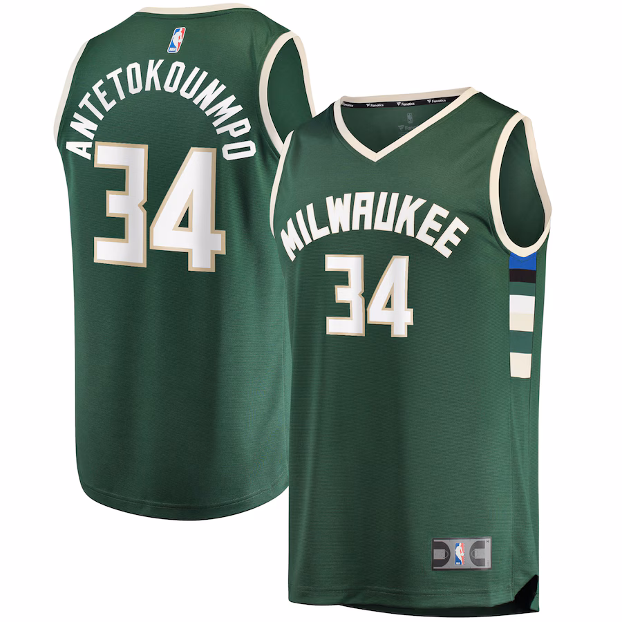 Men's Milwaukee Bucks Giannis Antetokounmpo Fanatics Hunter Green Big & Tall Fast Break Player Jersey - Icon Edition - Jersey