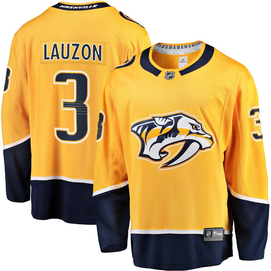 Men's Nashville Predators Jeremy Lauzon Fanatics Branded Gold Home Breakaway Player Jersey - Jersey