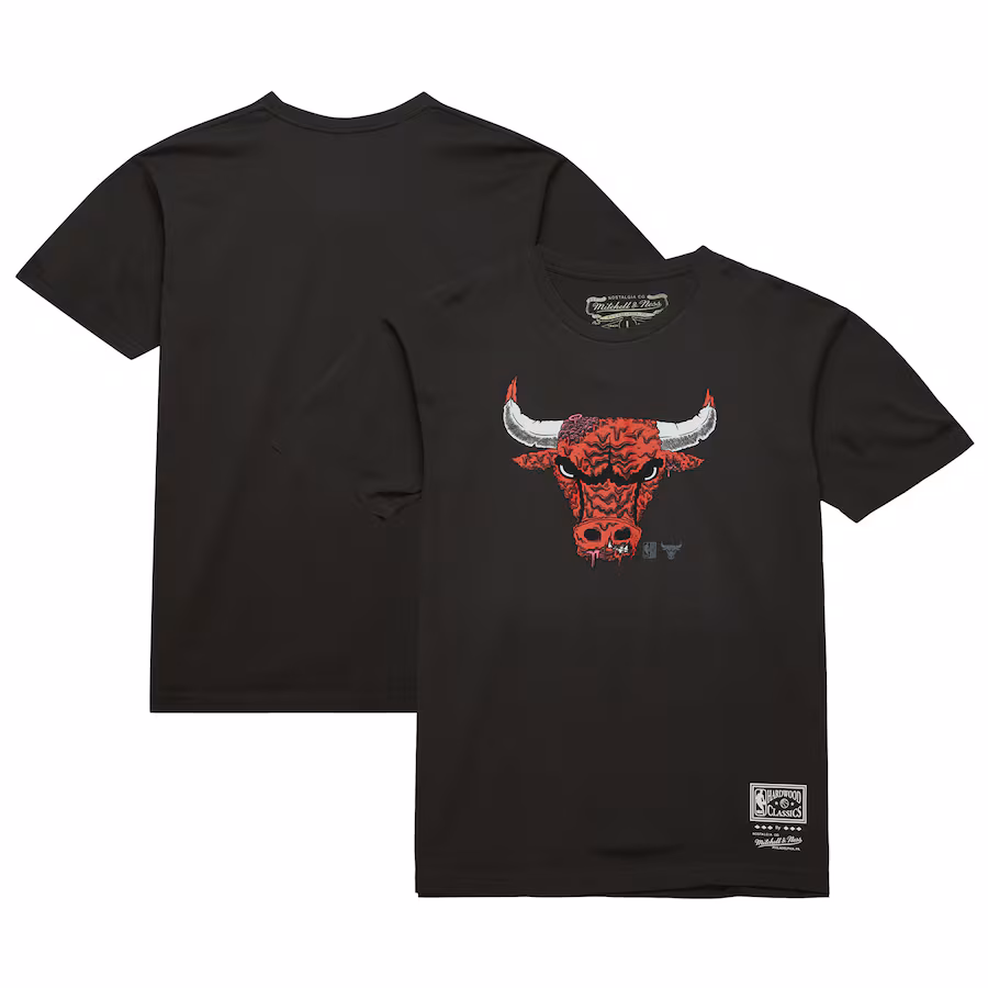 Men's Chicago Bulls  Mitchell & Ness Black Hardwood Classics Deconstructed T-Shirt - Jersey