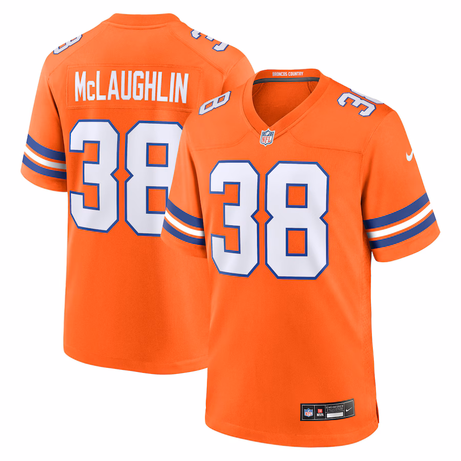Men's Denver Broncos Jaleel McLaughlin Nike Orange Mile High Collection 1977 Throwback Player Game Jersey - Jersey