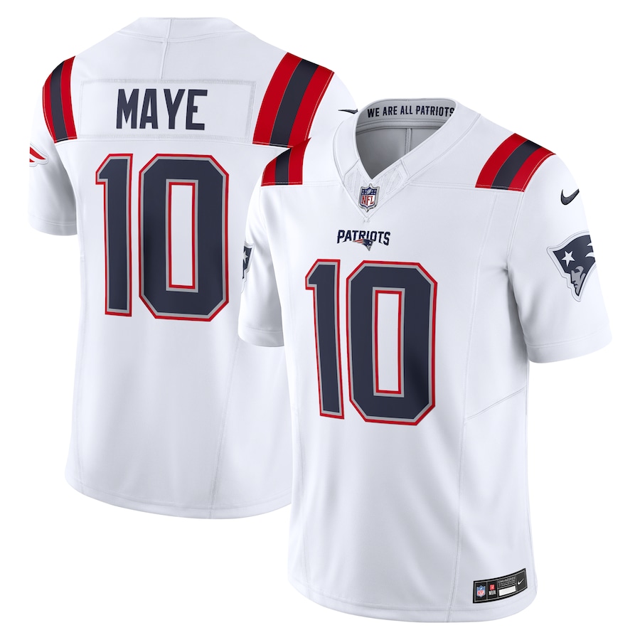 Men's New England Patriots Drake Maye Nike White Vapor F.U.S.E. Limited Jersey - Jersey