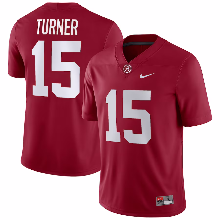 Dallas Turner Alabama Crimson Tide Nike NIL Replica Football Jersey - Crimson - Jersey