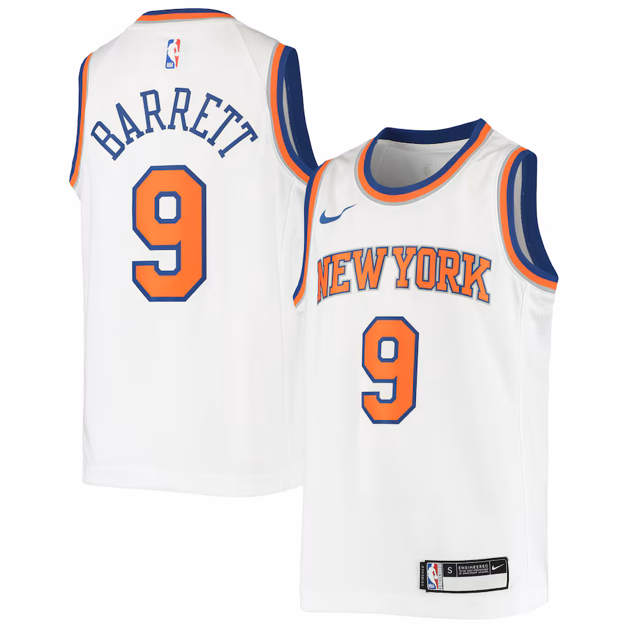 Youth New York Knicks RJ Barrett Nike White Swingman Jersey - Association Edition - Jersey