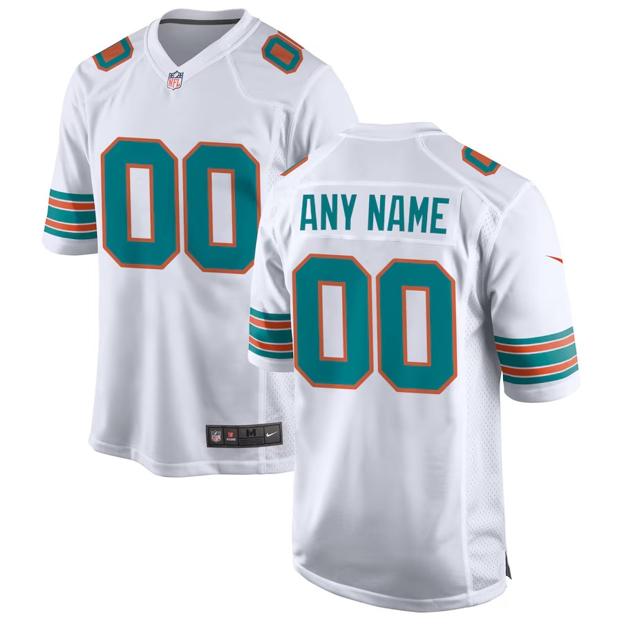 Men's Miami Dolphins Nike White Alternate Custom Game Jersey - Jersey