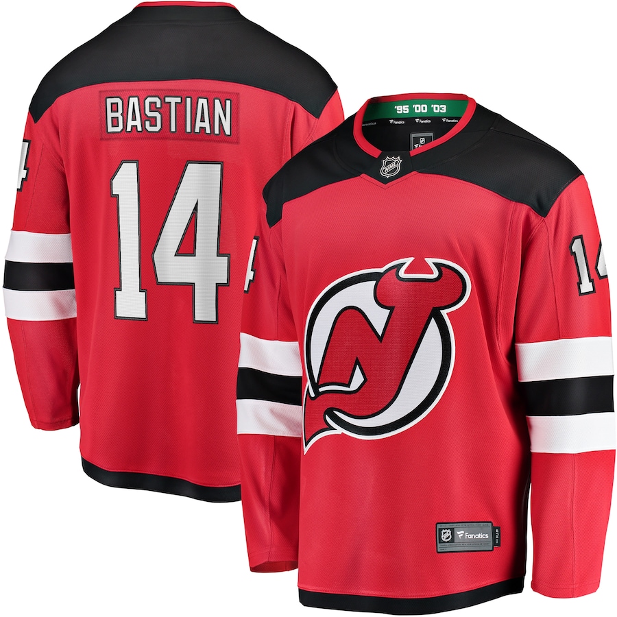 Men's New Jersey Devils Nathan Bastian Fanatics Red Home Breakaway Player Jersey - Jersey