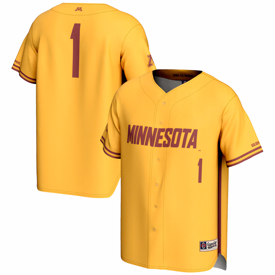 Youth GameDay Greats #1 Gold Minnesota Golden Gophers Lightweight Baseball Jersey - Jersey