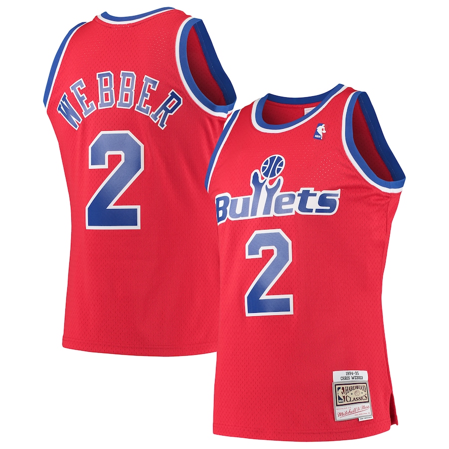 Men's Washington Bullets Chris Webber Mitchell & Ness Red 1994/95 Hardwood Classics Swingman Jersey - Jersey