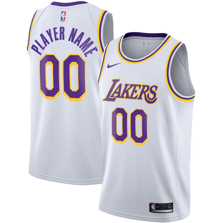 Men's Los Angeles Lakers Nike White 2020/21 Swingman Custom Jersey - Association Edition - Jersey