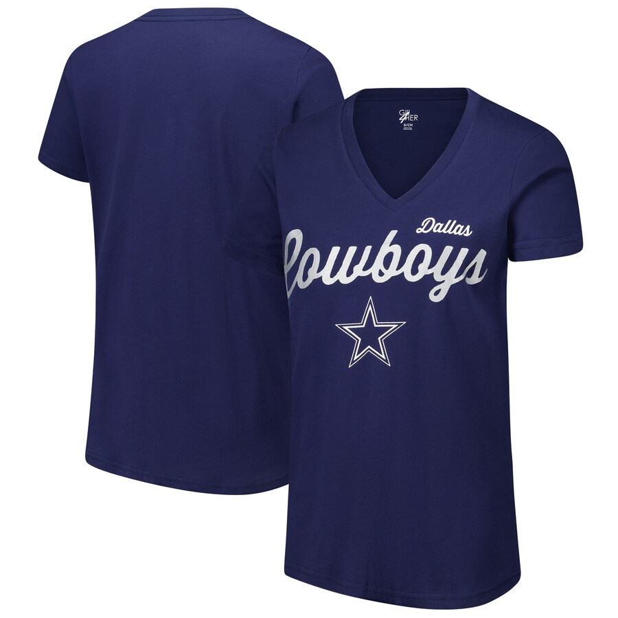 Women's Dallas Cowboys G-III 4Her by Carl Banks Navy Post Season V-Neck T-Shirt - Jersey