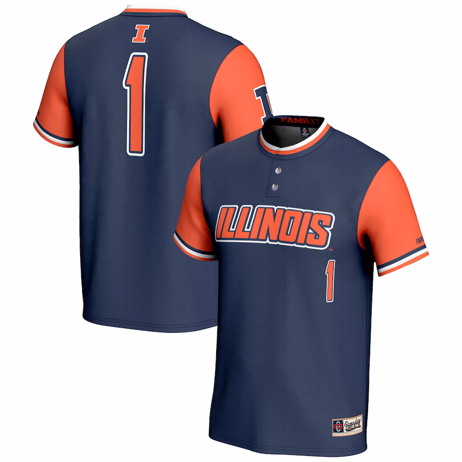 Youth GameDay Greats #1 Navy Illinois Fighting Illini Lightweight Softball Jersey - Jersey