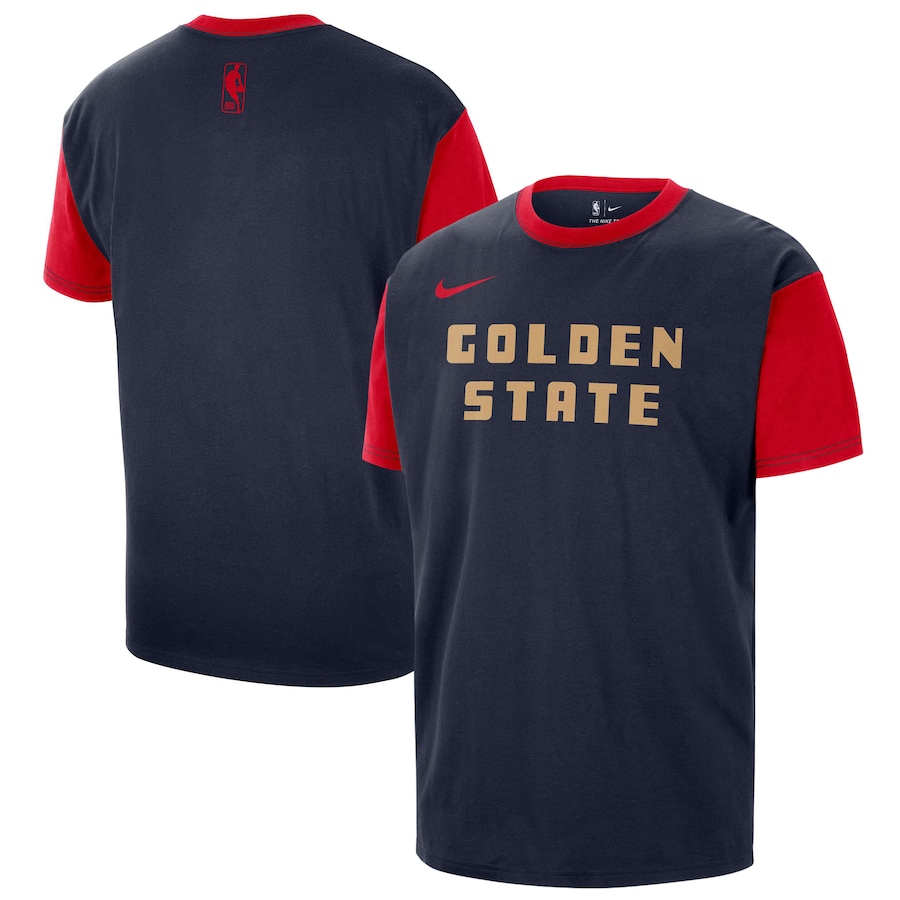 Men's Golden State Warriors Nike Navy 2024/25 City Edition Courtside Color Block T-Shirt - Jersey