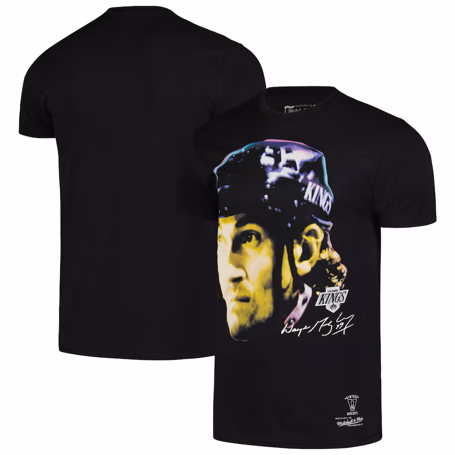 Men's Los Angeles Kings Wayne Gretzky Mitchell & Ness Black Big Face T-Shirt - Jersey
