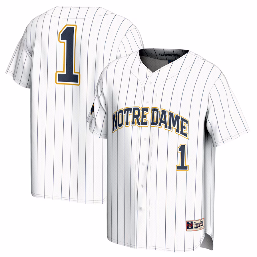 #1 Notre Dame Fighting Irish GameDay Greats Youth Lightweight Baseball Jersey - White - Jersey