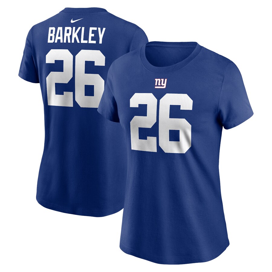 Women's New York Giants Saquon Barkley Nike Royal Player Name & Number T-Shirt - Jersey