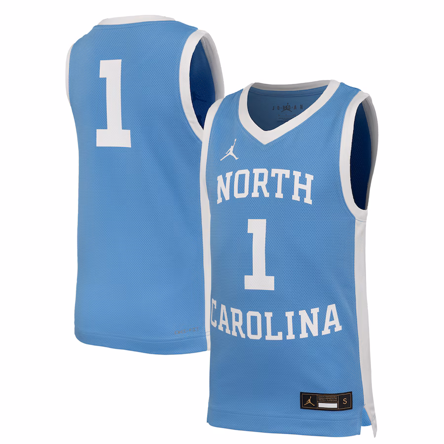 Youth Nike #1 Carolina Blue North Carolina Tar Heels Retro Replica Basketball Jersey - Jersey