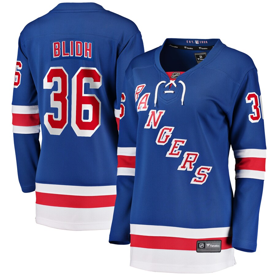 Women's New York Rangers Anton Blidh Fanatics Branded Blue Home Breakaway Player Jersey - Jersey