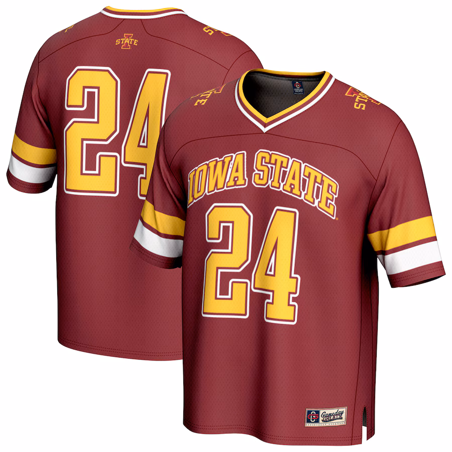 Unisex GameDay Greats #24 Cardinal Iowa State Cyclones Lightweight Collegiate Football Fashion Jersey - Jersey