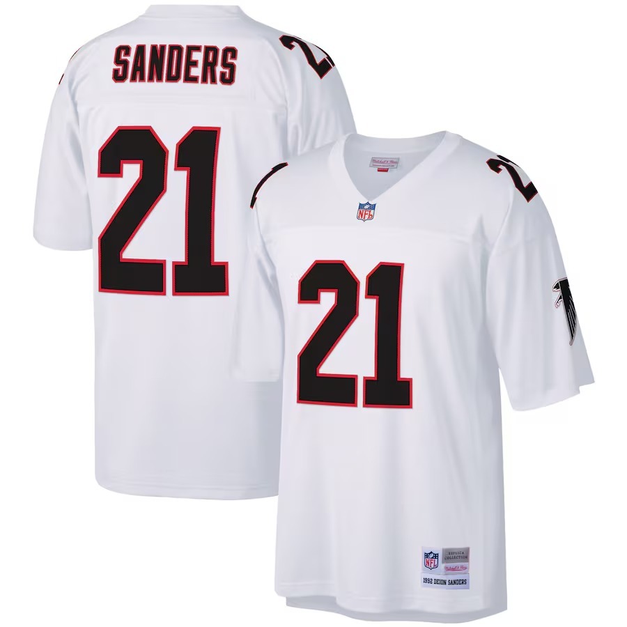 Men's Atlanta Falcons Deion Sanders Mitchell & Ness White Legacy Replica Jersey - Jersey