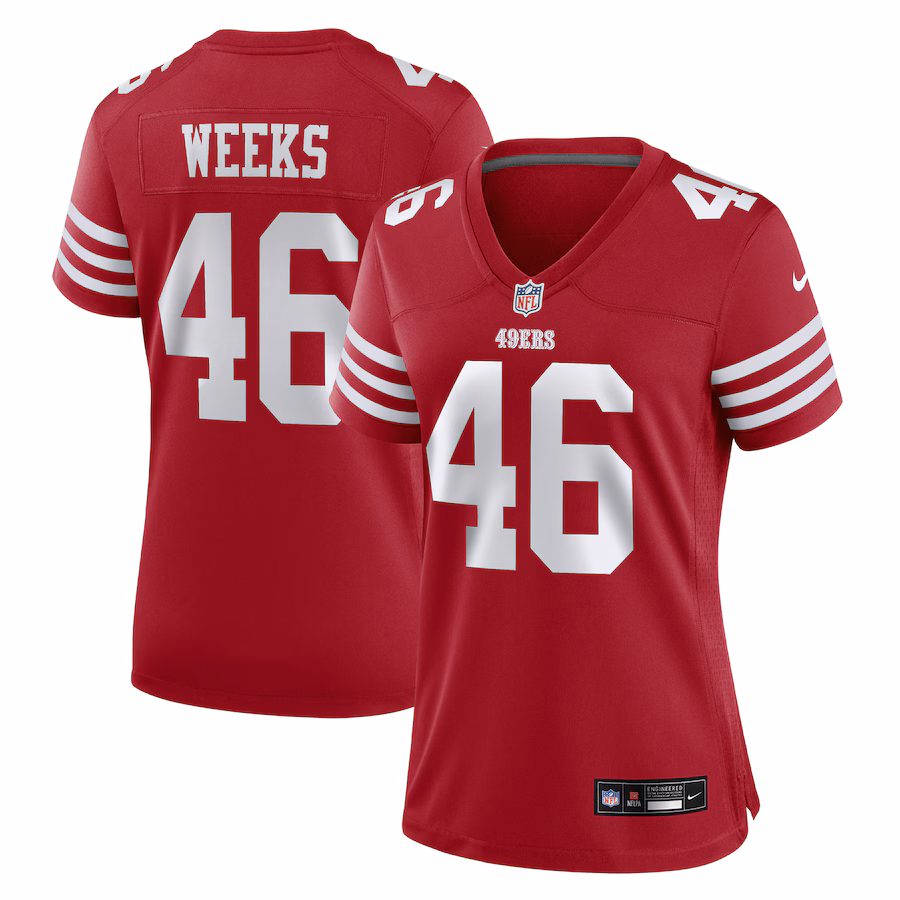 Women's San Francisco 49ers Jon Weeks Nike Scarlet Team Game Jersey - Jersey