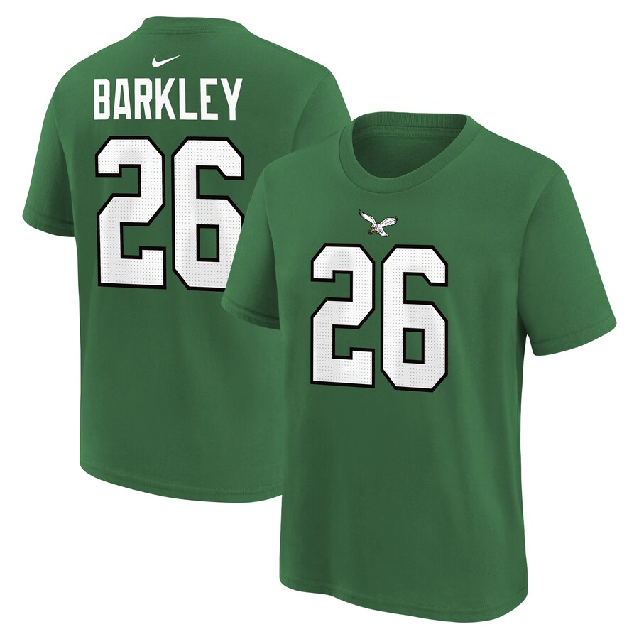 Youth Philadelphia Eagles Saquon Barkley Nike Kelly Green Player Name & Number T-Shirt - Jersey