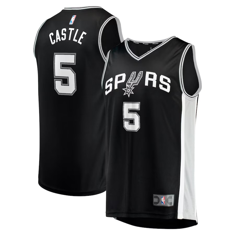 Men's San Antonio Spurs Stephon Castle Fanatics Black 2024 NBA Draft Fast Break Player Jersey - Icon Edition - Jersey
