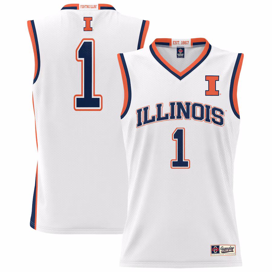 #1 Illinois Fighting Illini GameDay Greats Unisex Lightweight Basketball Jersey - White - Jersey