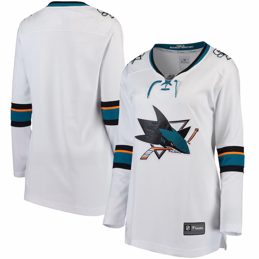 Women's San Jose Sharks Fanatics White Away Breakaway Jersey - Jersey