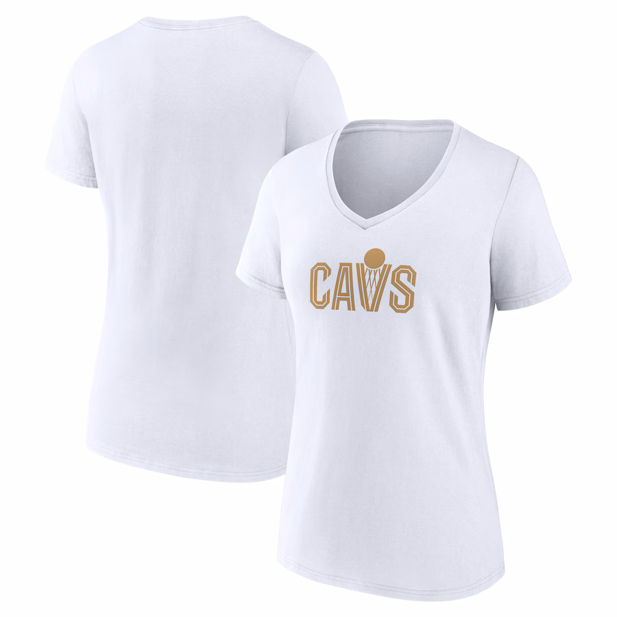 Women's Cleveland Cavaliers White Wordmark V-Neck T-Shirt - Jersey
