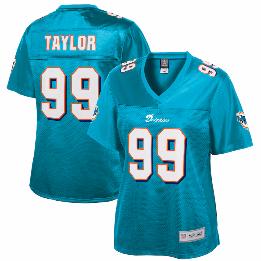 Women's Miami Dolphins Jason Taylor NFL Pro Line Aqua Retired Player Replica Jersey - Jersey