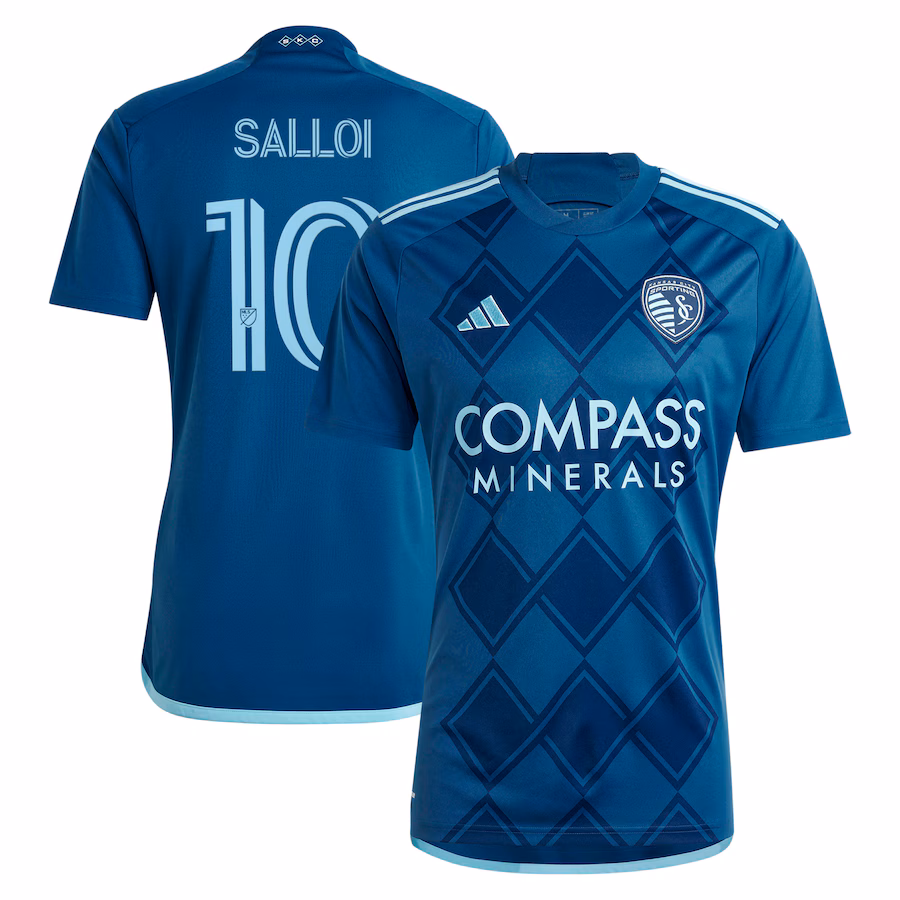 Men's Sporting Kansas City Daniel Salloi adidas Navy 2024 Diamonds Our Forever Replica Player Jersey - Jersey